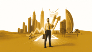 a man in front of dubai burj al khalifa after completed a successful Hassle-Free Business Setup UAE