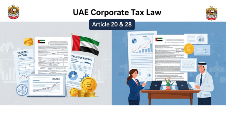 UAE Corporate Tax Law, specifically focusing on Articles 20 and 28